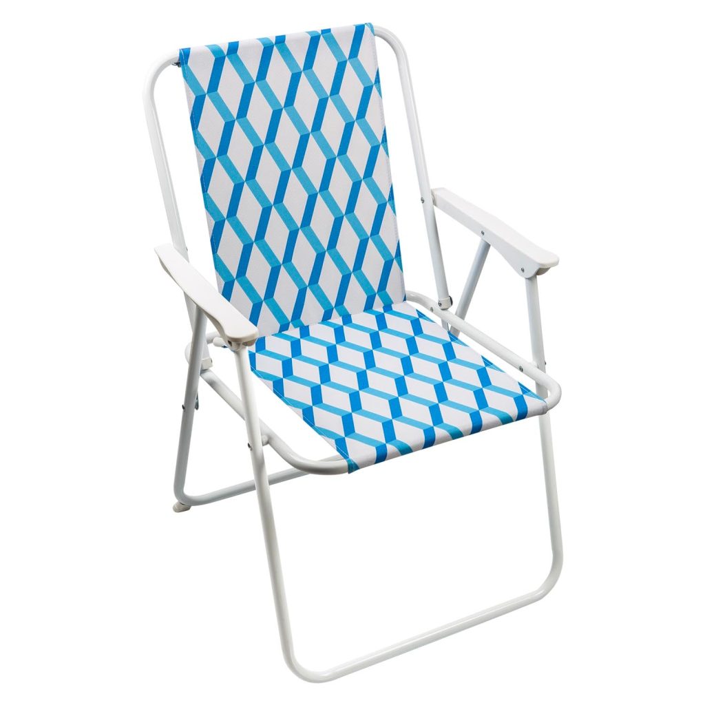 Folding Chair In Geo Design  Blue - 52Cm X 58Cm