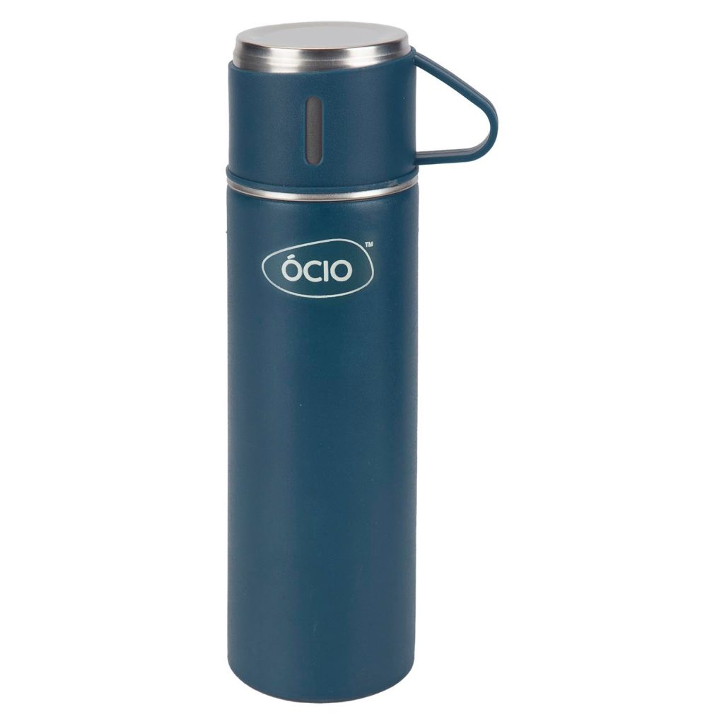 Bottle Flask With Cup  Blue - 24Cm X 6.5Cm
