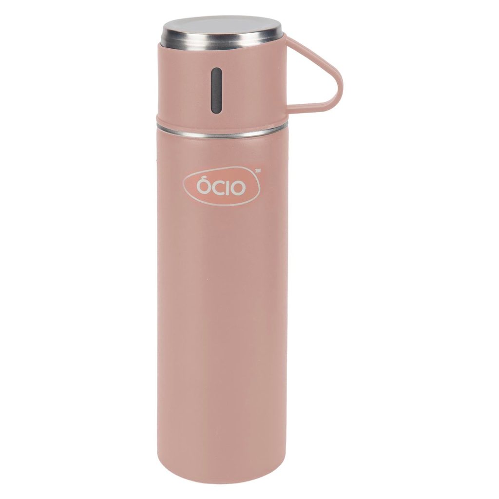 Bottle Flask With Cup  Pink - 24Cm X 6.5Cm