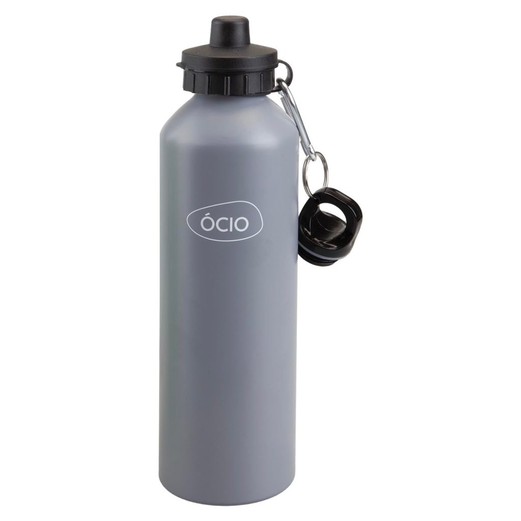 750Ml Water Bottle With 2 Lids  Grey - 25Cm X 8Cm