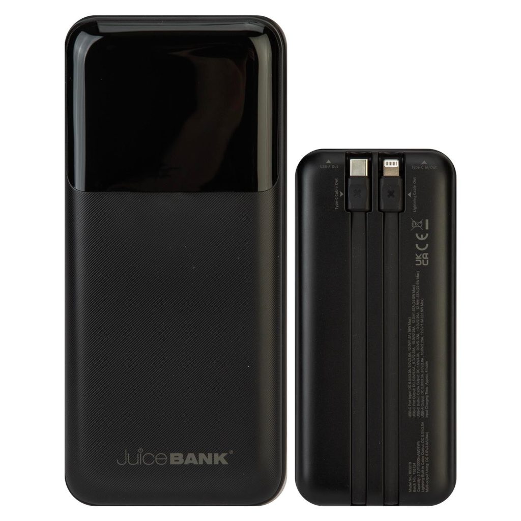 Power Bank With Lightning Type C Usb  Black - 14Cm X 8Cm