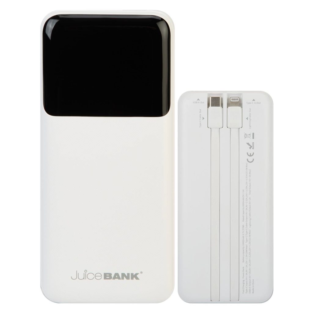 Power Bank With Lightning Type C Usb  White - 14Cm X 8Cm